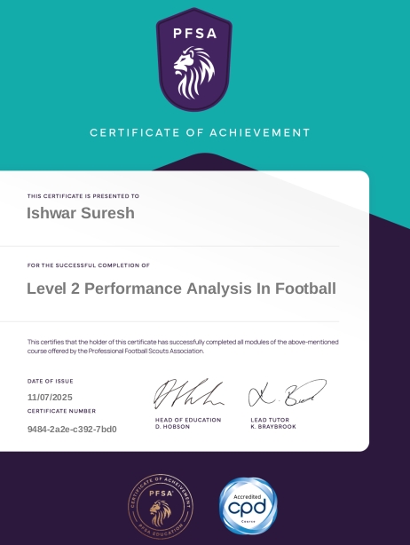 PFSA Level 2 Performance Analysis in Football